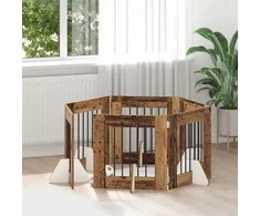 Šunų vartai su stovais 6 pcs Sendintos medienos 60 x 60 cm