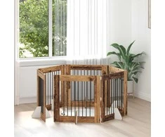 Šunų vartai su stovais 6 pcs Sendintos medienos 80 x 80 cm