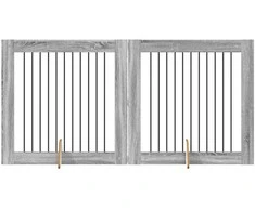 Šunų vartai su stovais 2 pcs Pilka sonoma ąžuolo 100 x 100 cm