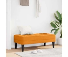 suoliukas su pagalve Tamsiai geltona 113 x 57 x 39 cm audinys