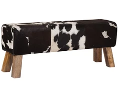 suoliukas 110 x 30 x 45 cm Tikra oda Juoda ir Balta