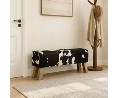 suoliukas 110 x 30 x 45 cm Tikra oda Juoda ir Balta