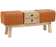 suoliukas 110 x 30 x 45 cm Tikra oda Ruda