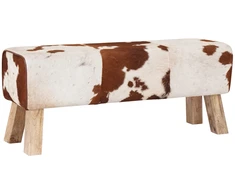 suoliukas 110 x 30 x 45 cm Tikra oda Ruda ir balta