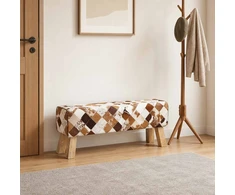 suoliukas 110 x 30 x 45 cm Tikra oda Rudas skiautinys