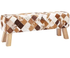 suoliukas 110 x 30 x 45 cm Tikra oda Rudas skiautinys