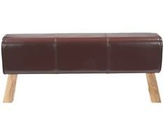 suoliukas 110 x 30 x 45 cm Tikra oda Tamsiai rudas