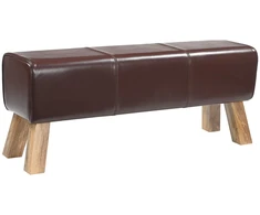 suoliukas 110 x 30 x 45 cm Tikra oda Tamsiai rudas