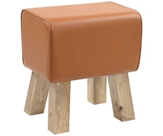 suoliukas 40 x 30 x 45 cm Tikra oda Ruda