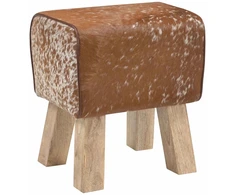 suoliukas 40 x 30 x 45 cm Tikra oda Ruda ir balta