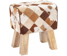 suoliukas 40 x 30 x 45 cm Tikra oda Rudas skiautinys