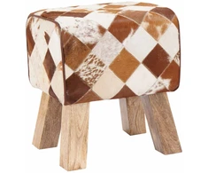 suoliukas 40 x 30 x 45 cm Tikra oda Rudas skiautinys
