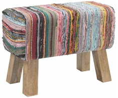 suoliukas 60 x 30 x 45 cm Tikra oda Įvairiaspalvis
