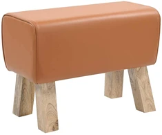 suoliukas 60 x 30 x 45 cm Tikra oda Ruda