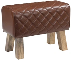 suoliukas 60 x 30 x 45 cm Tikra oda Ruda deimantinė