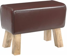 suoliukas 60 x 30 x 45 cm Tikra oda Tamsiai rudas
