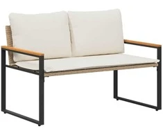 suoliukas Bežė ir kreminė balta 115 x 65 x 72 cm Ratanas