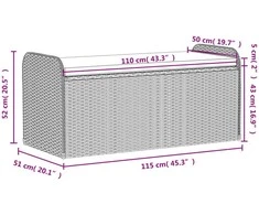 Suoliukas-daiktadėžė, juodas, 115x51x52cm, poliratanas