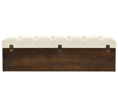 Suoliukas-daiktadėžė, kreminis, 110cm, eglės medienos masyvas