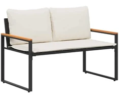 suoliukas Juoda ir kreminė balta 115 x 65 x 72 cm Ratanas