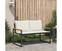 suoliukas Juoda ir kreminė balta 115 x 65 x 72 cm Ratanas