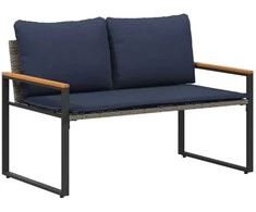 suoliukas Pilka ir tamsiai mėlyna 115 x 65 x 72 cm Ratanas