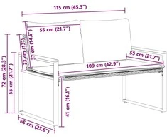 suoliukas Pilka ir tamsiai mėlyna 115 x 65 x 72 cm Ratanas