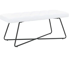 Suoliukas su mygtukų įsiuvais Balta 110 x 40 x 46 cm Audinys