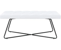Suoliukas su mygtukų įsiuvais Balta 110 x 40 x 46 cm Audinys