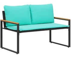 suoliukas su pagalve Juoda ir turkio 115 x 65 x 72 cm Ratanas