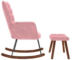 supama kėdė su taburete Rožinė Velvet