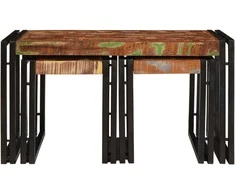 Suklijuotas stalas 3 vnt. Ruda ir juoda 82 x 40 x 45 cm