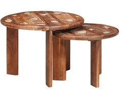 Sudediami kavos stalai 2 pcs Kieta atnaujinta mediena