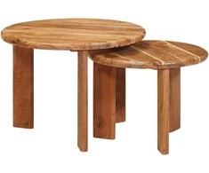 Sudediami kavos stalai 2 pcs Ruda Kietos akacijos mediena