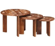Sudediami kavos stalai 3 pcs Kieta atnaujinta mediena