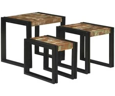 Suklijuotas stalas 3 pcs Kietas atgautas medis ir metalas