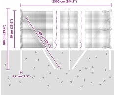 Suvirintas vielos tvora žemės tvirtinimas 25 x 0,6 m Pilka