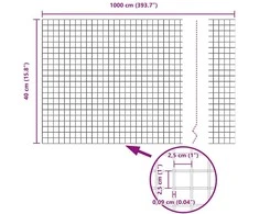 Suvirinto vielos tvoros 1000 x 40 cm Pilka