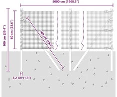 Suvirintas vielos tvora žemės tvirtinimas 50 x 0,6 m Pilka