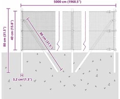 Suvirintas vielos tvora žemės tvirtinimas 50 x 0,4 m Pilka