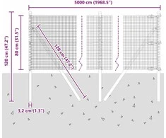 Suvirintas vielos tvora žemės tvirtinimas 50 x 0,8 m Pilka