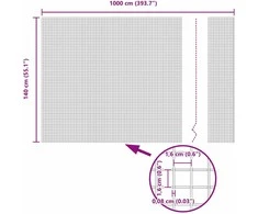 Suvirintas vielos tvora su stulpeliais 10 x 1,4 m Žalia