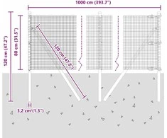 Suvirintas vielos tvora žemės tvirtinimas 10 x 0,8 m Pilka