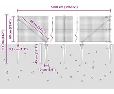 Suvirintas vielinis tvoras su smailiais galais 50 x 0,6 m Pilka