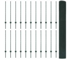 Suvirintas vielos tvora su stulpeliais 50 x 1 m Žalia Tinklelis