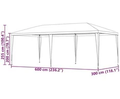 Šventės palapinė Raudona 600 x 300 x 255 cm PE ir plienas