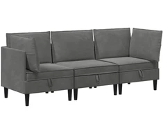 Svetainės baldų komplektas 3 pcs Tamsiai pilka Aksomas