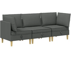 Svetainės baldų komplektas 3 pcs Tamsiai pilka Audinys