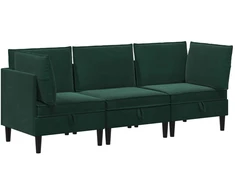 Svetainės baldų komplektas 3 pcs Tamsiai žalia Aksomas