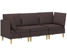 Svetainės baldų komplektas 3 pcs Tamsiai rudas Audinys